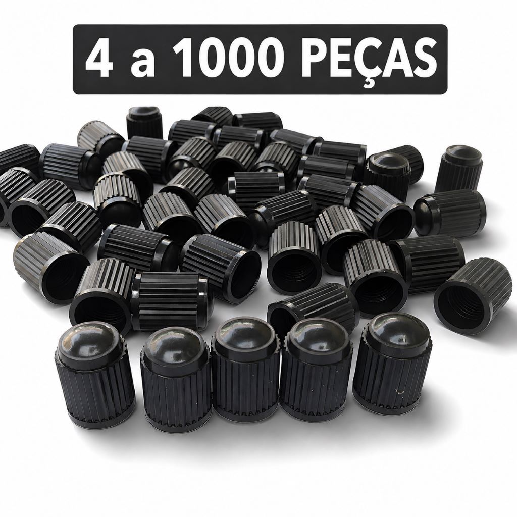 Kit Tampinha Pito Bico de Pneu Preta 4 a 1000 Unidades Carro Moto Bike Bicicleta