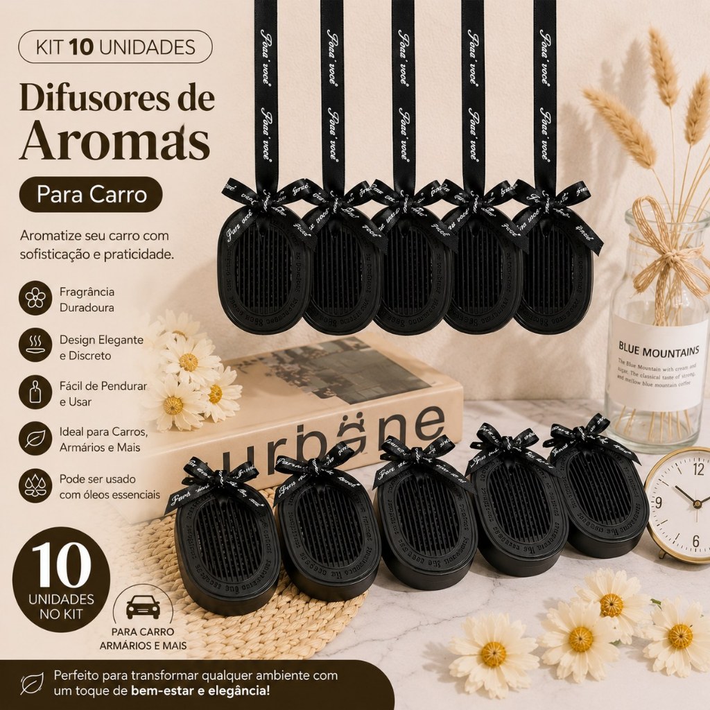 Kit 10 Unidades Aromatizador de Carro/Armario/Quarto Premium Pingente Perfume Difusor Veicular Anti Odor Elegante