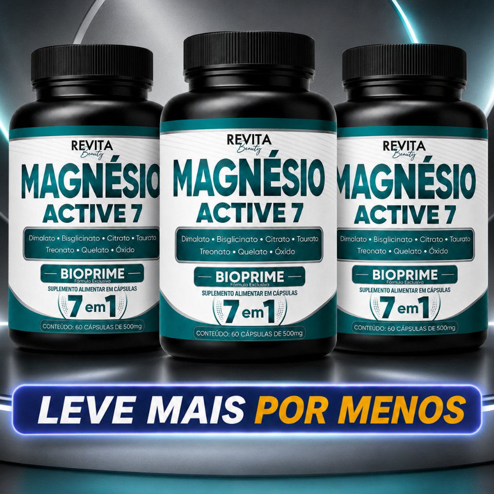 Pro Magnésio Active 7 + L-treonina, Quelato e Dimalato 1, 2 ou 3 potes - 60 Capsulas