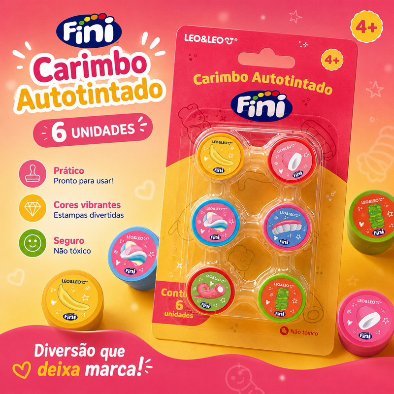 Carimbo FINI Autotintado Cartela c/6 - Leo&Leo