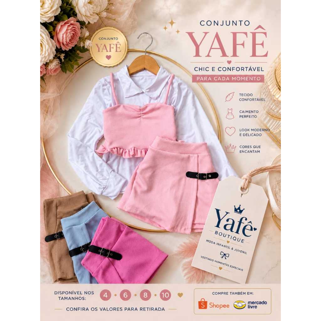 Conjunto inverno infantil feminino 3 peças ROSA BEBÊ menina moda infantil