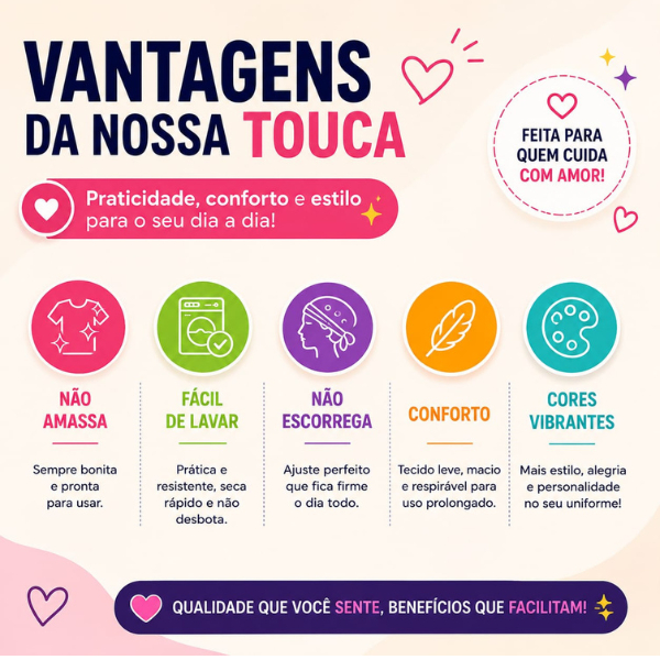 Touca Cirúrgica Gorro Feminino de Enfermagem Hospitalar com Elástico Super Macio — imagem 2 de 2