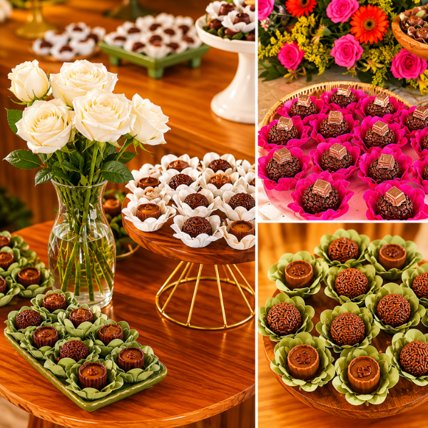 120 Forminhas para Doces Finos Luxo Flor Papel para Casamento Festa e Aniversário Docinho Brigadeiro