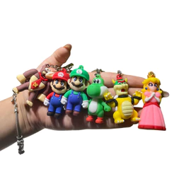 Chaveiro Super Mario Bros, Luigi, Yoshi , Princesa Peach, Bowser,DKKong-Argola Reforçada Mosquetão