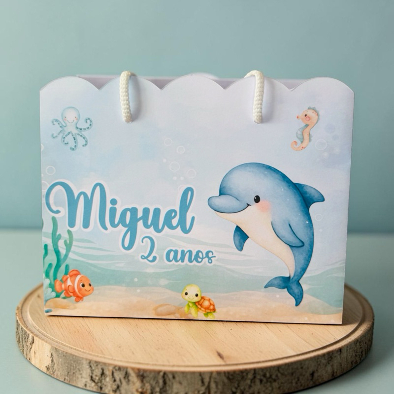 SACOLINHA FUNDO DO MAR 🌊 🐳🩵Personalizado |  Sacolinha Nuvem | Lembrancinha | Minos | Aniversário FUNDO DO MAR MENINO🩵🐳