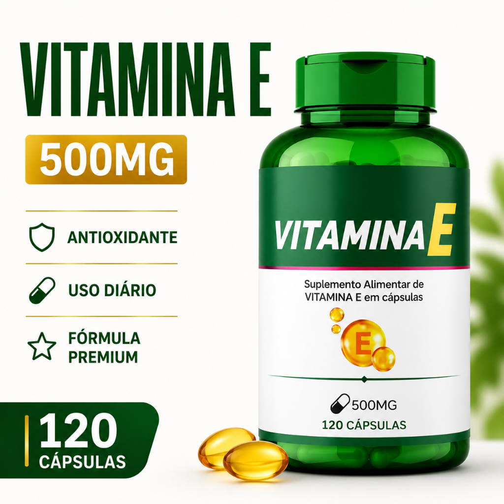 Vitamina E isolada Tocoferol natural elementar 500mg 120 Cápsulas Saúde Idade - Bio Vittas