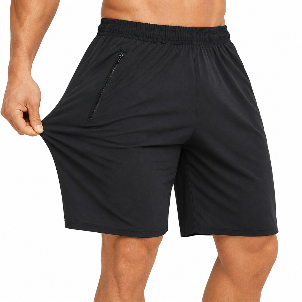 Bermuda maculina academia tactel com elastano bolso com ziper shorts com ziper alta qualidade
