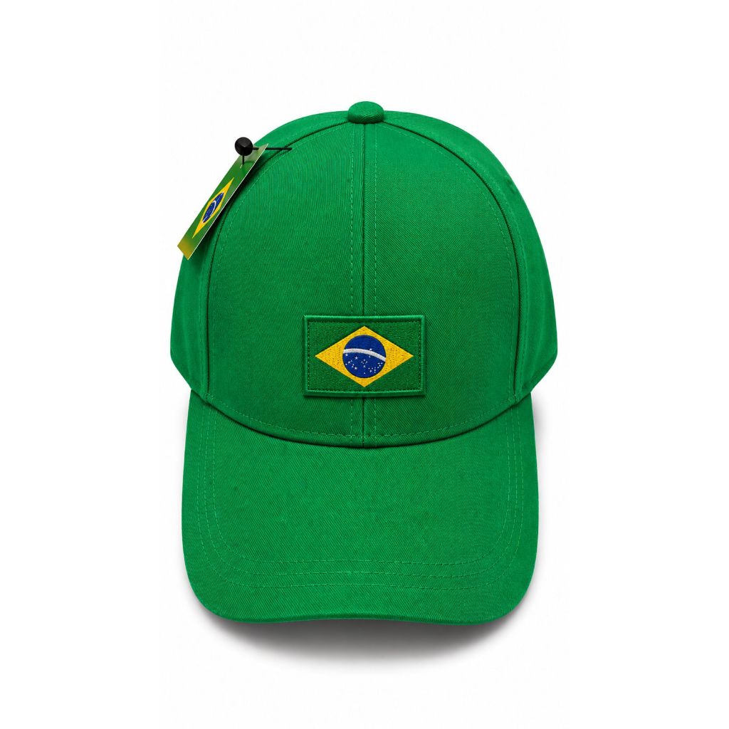 Boné Brasil Verde Bandeira Ajustável Premium Aba Curva Unissex