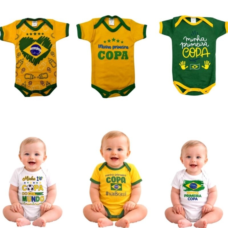 Body Minha Primeira Copa do Mundo várias estampas,mesversário bebê unissex