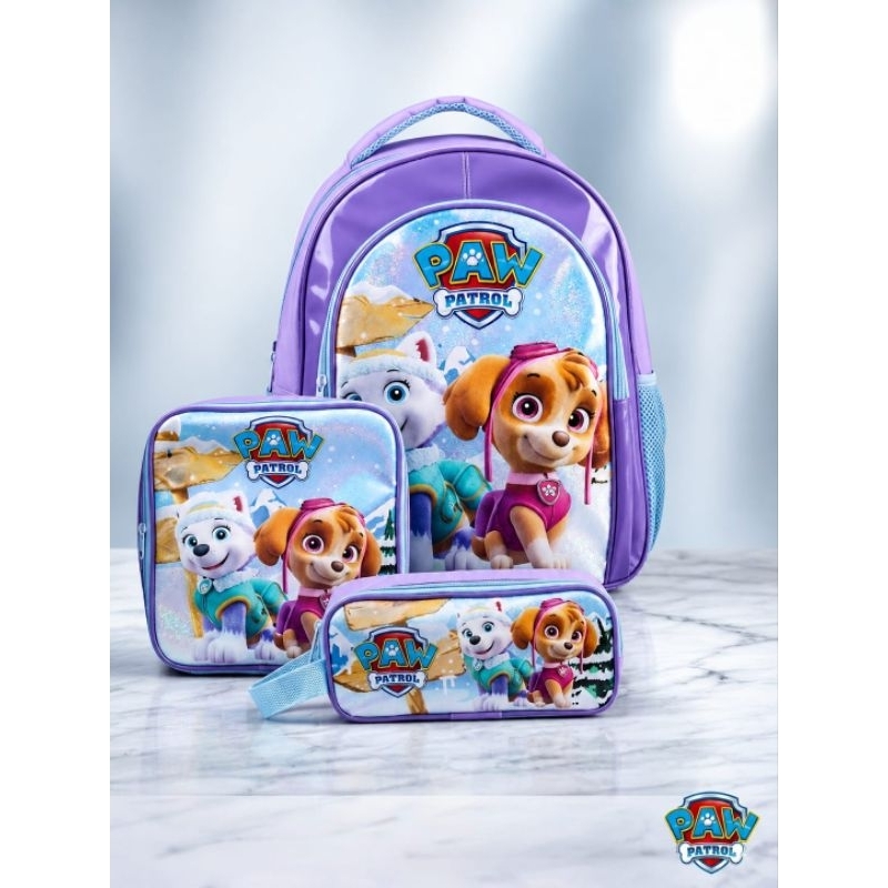 Mochila Kit escolar feminina - patrulha canina- mochila grande - cabe livros e cadernos - reforçada