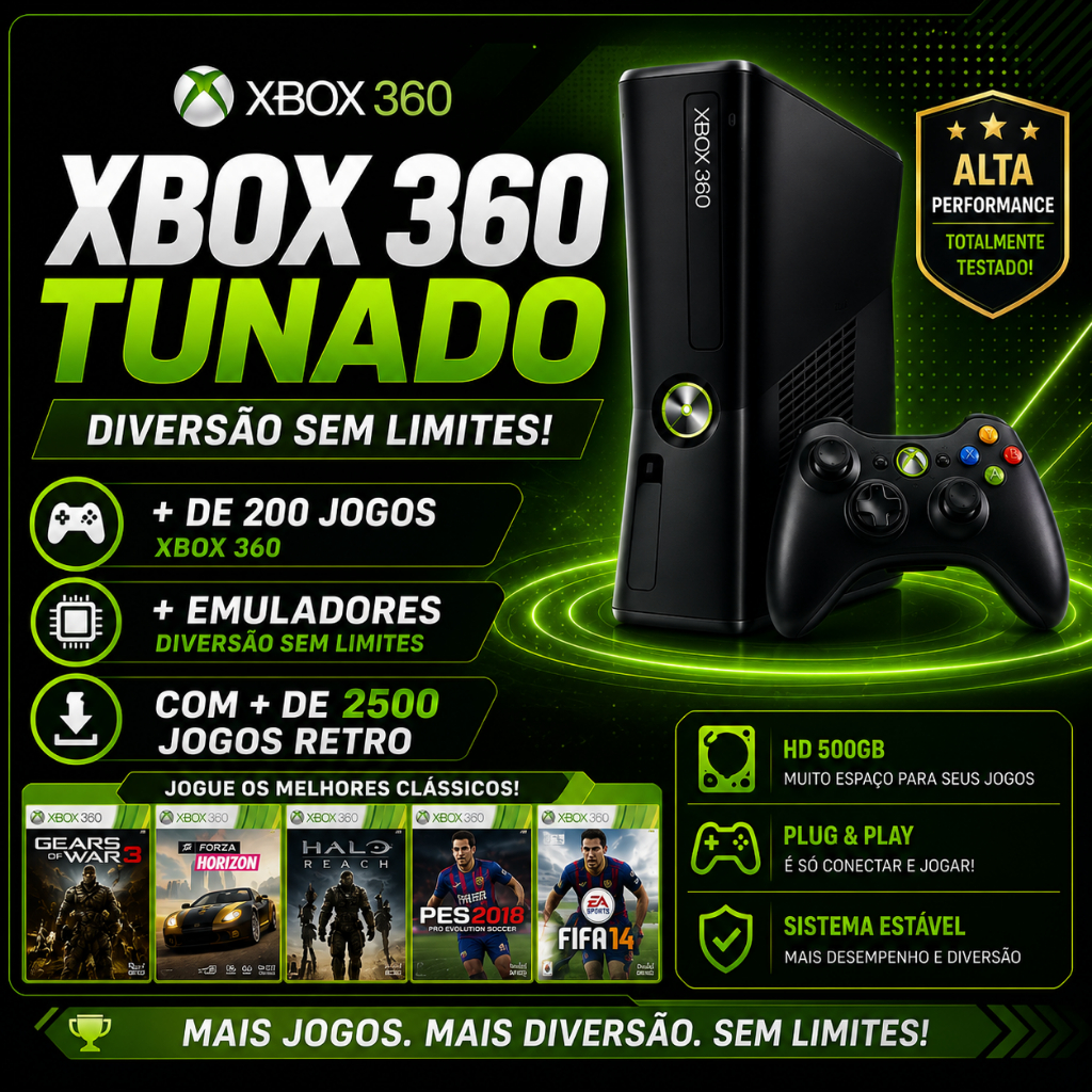 Xbox 360 turbinado de jogos