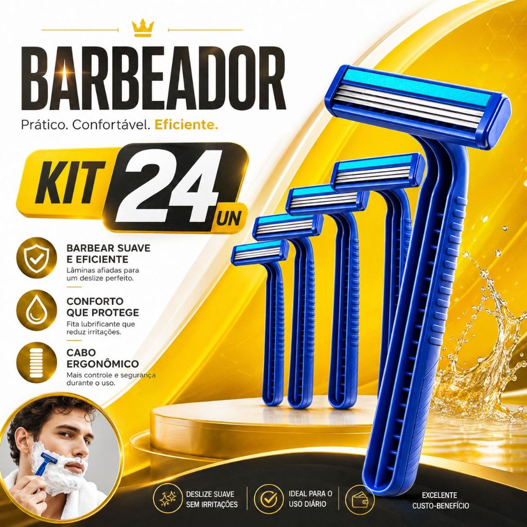 Kit Barbeador Unissex para Depilação Íntima - Lâmina Descartável com Fita Lubrificante Suave