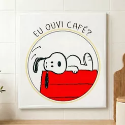 Azulejo Decorativo Snoopy | Cantinho do Café | Presente | Cozinha Decoração