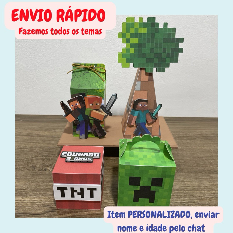 PEGUE E MONTE Kit Personalizados MINECRAFT/Lembrancinhas Festa/Decoração/Fazemos todos os temas