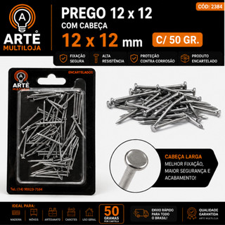 Pregos Com Cabeça e Pregos de Aço - Encartelado - Varias medidas - Alta Resistência Arte Multiloja