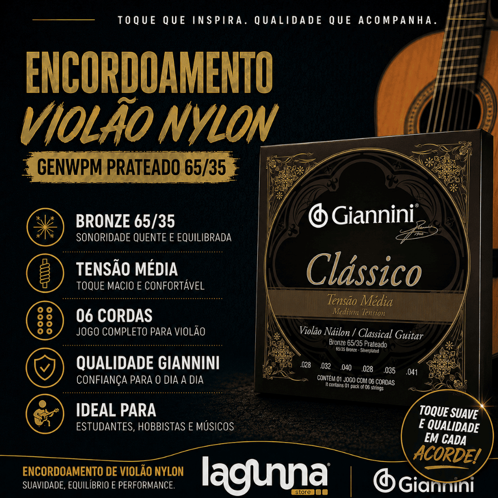 Encordoamento Giannini Violão Nylon Genwpm 65/35 Prateado