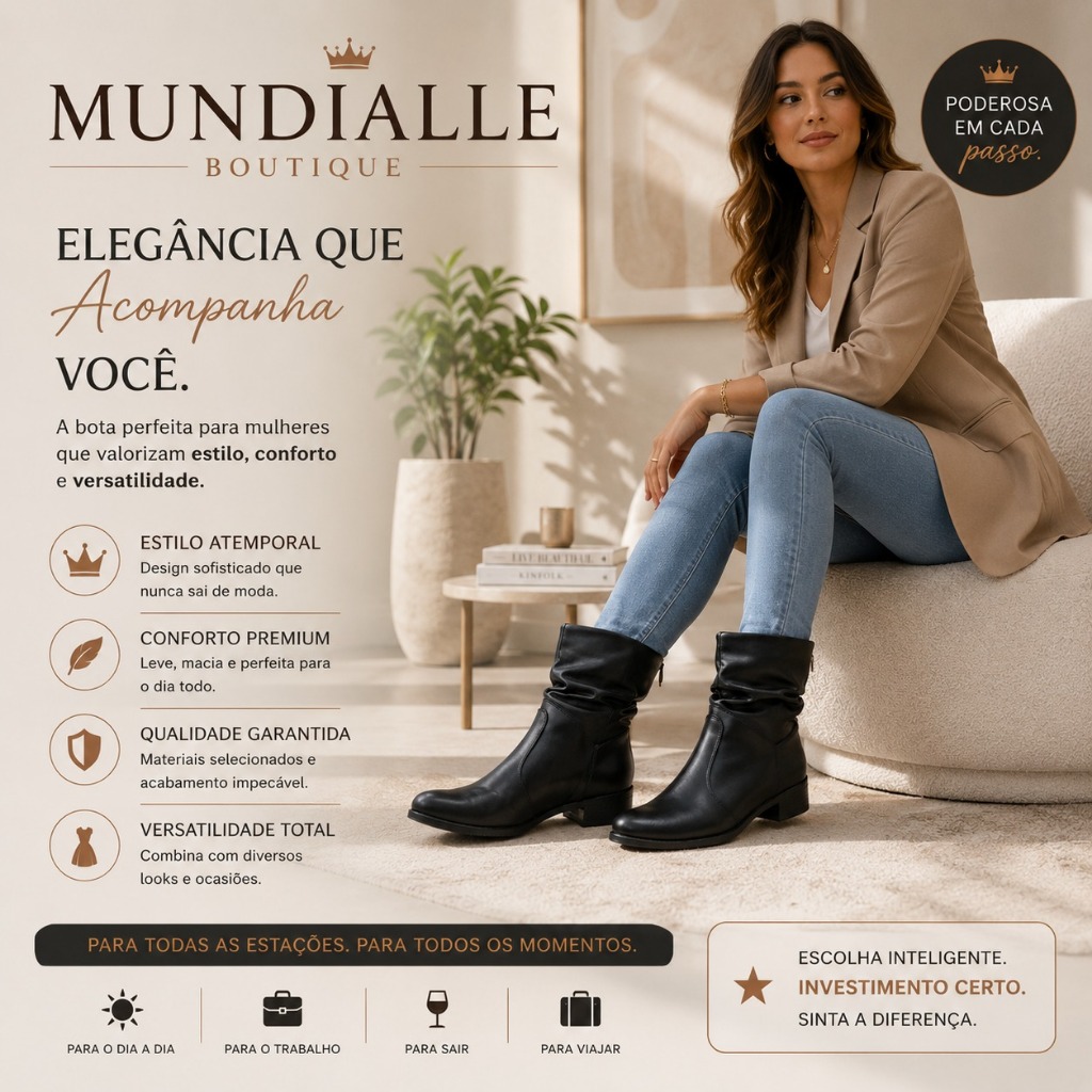 Bota Feminina Coturno Cano Curto Enrugada  Confortável Envio Imediato!!