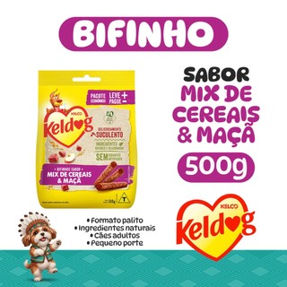Bifinho Petisco Cães Adultos Sabor Mix Cereais Maçã Todas Raças Keldog Palito Natural Snack
