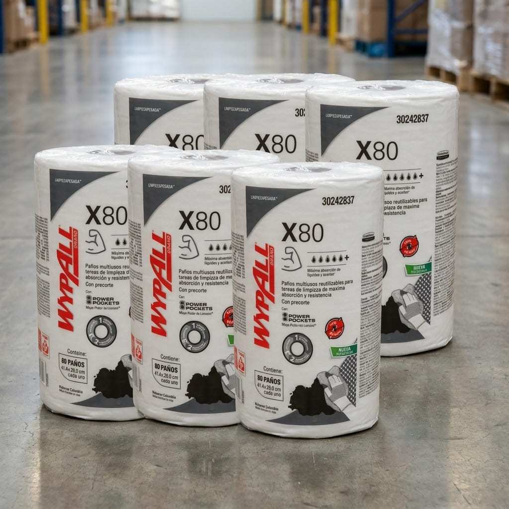 6 Rolos com 80 Panos  Wiper Wypall X80 Plus Kimberly Clark