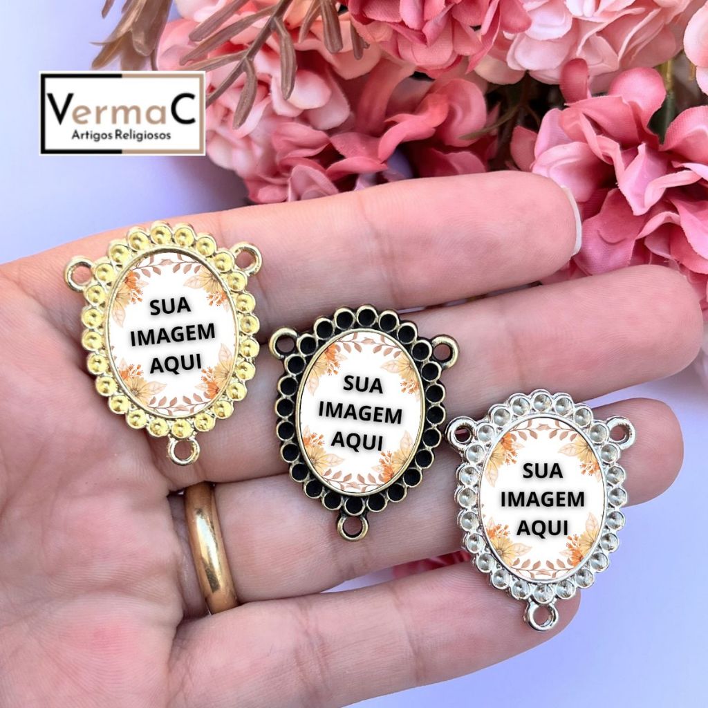 Entremeio para Terços Imagem Personalizada com Cavidades para Strass - Envie sua imagem Especial Regras na Descrição