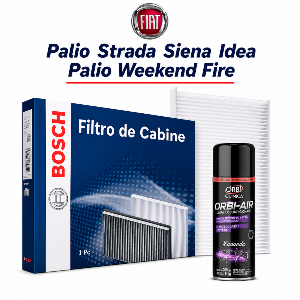 Filtro Ar Condicionado + Higienizador Palio Strada Siena Idea Palio Wekeend Fire