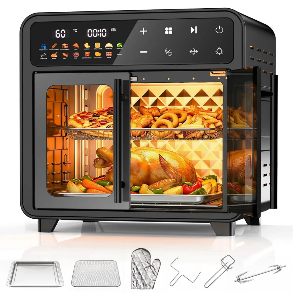 127V Fritadeira Air Fryer Forno Elétrica Oven 25L Door 1500W Sem Oléo Multi Touch