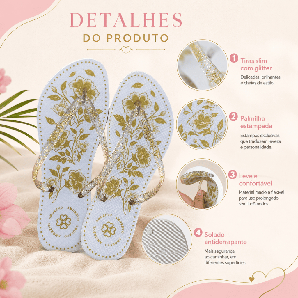 Chinelo Feminino Amorevo Estampado Confortável Leve Macio Antiderrapante Dia a Dia Praia 33 ao 42 — imagem 2 de 2