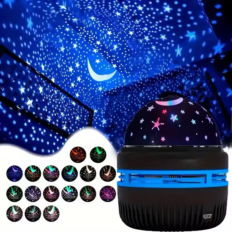 Mini luminária projetora estrelada Led Luz Noturna com Efeitos de Ceu estrelado