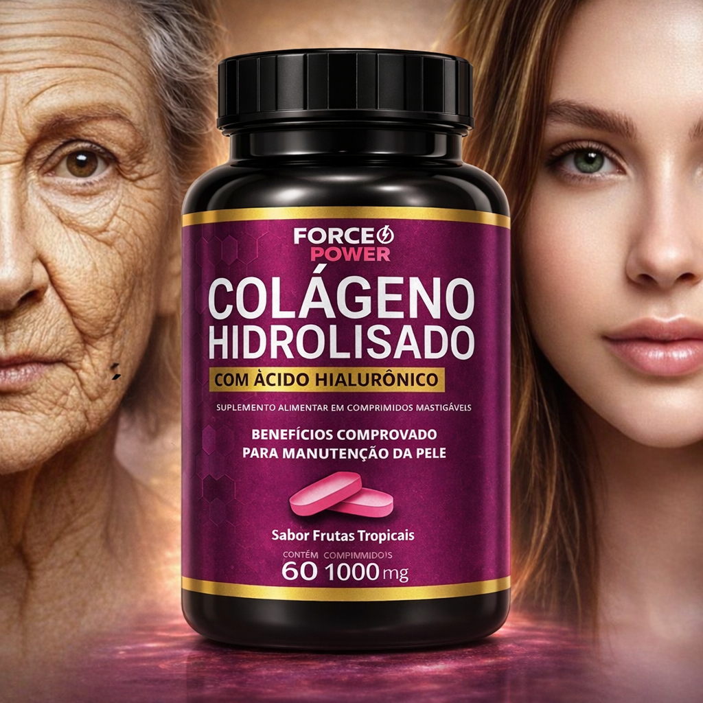 Colageno Hidrolisado + Acido Hialuronico 60 Comprimidos PELE UNHAS E CABELOS - POTE PARA 30 DIAS USO