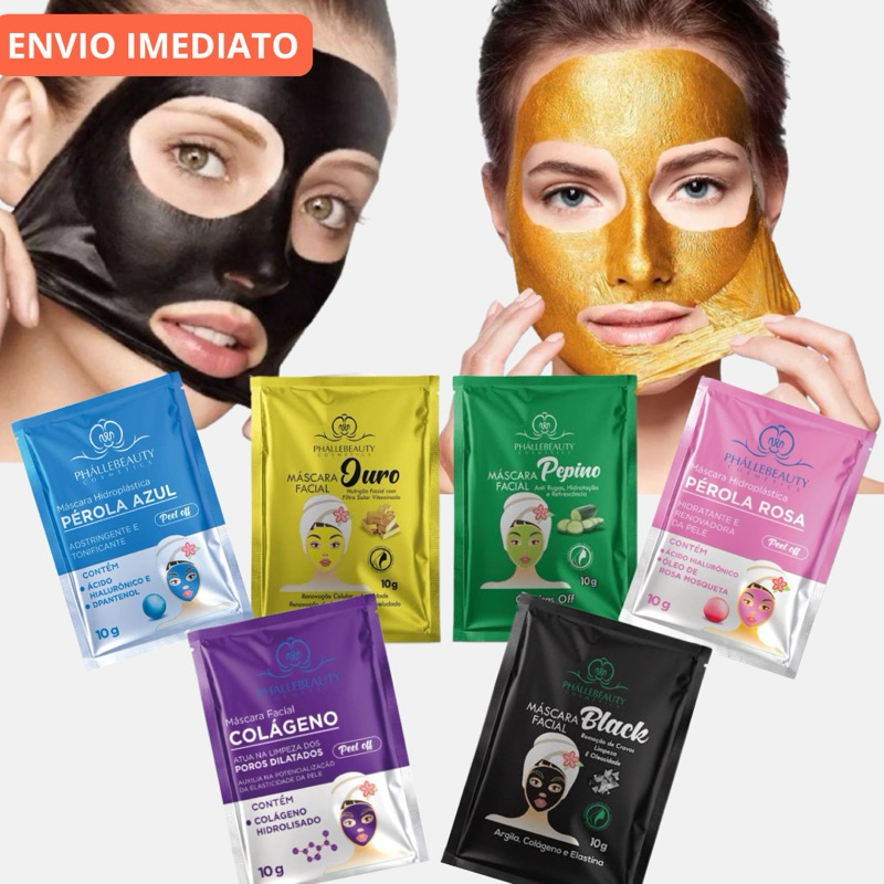 Kit Mascara Facial Colageno Acido Hialuronico Remove Cravos Skin Care Profissional