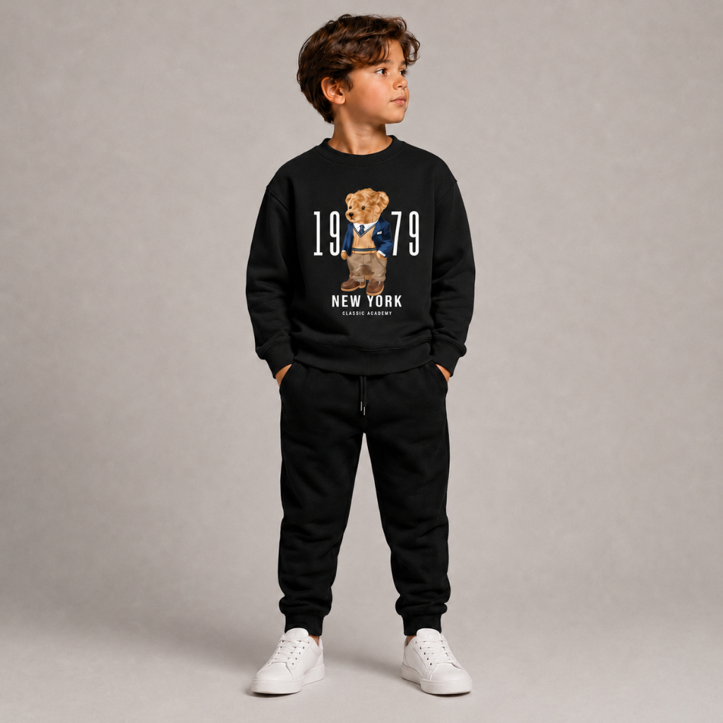 Conjunto Moleton Blusa De Frio Unisexx Moletom Urso Fofo Moletom Calça Jogger 100% Algodão Macio Inverno