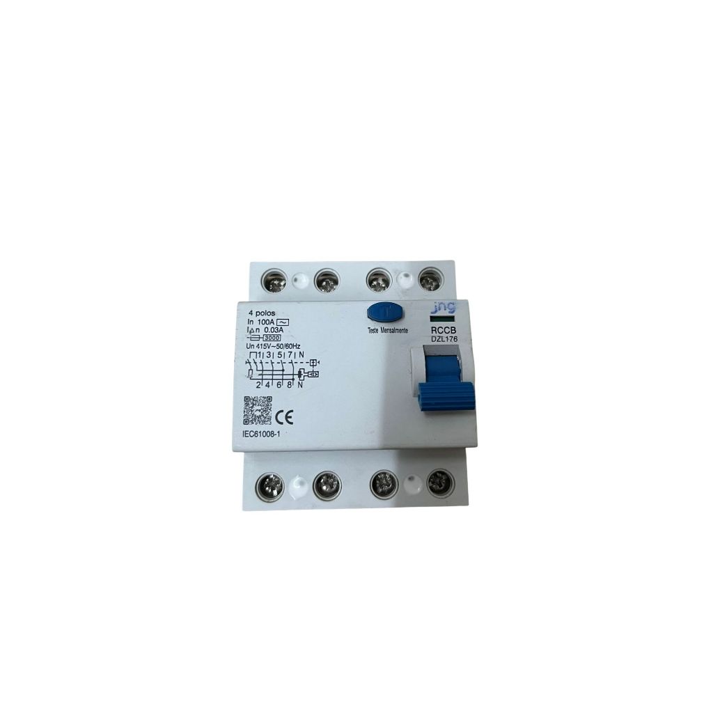 DISJUNTOR INTERRUPTOR DIFERENCIAL RESIDUAL 100A IDR 4P 30MA JNG