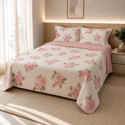 Kit Colcha Cama Casal Queen King Com Porta Travesseiro Incluso Cobre Leito Dupla Face