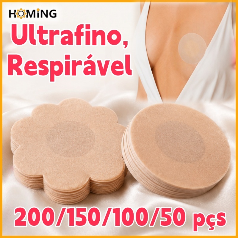 200 pçs Tapa Seios Invisível Auto Adesivo Ultra Fino Respirável Feminino-Sem dor ao Remover