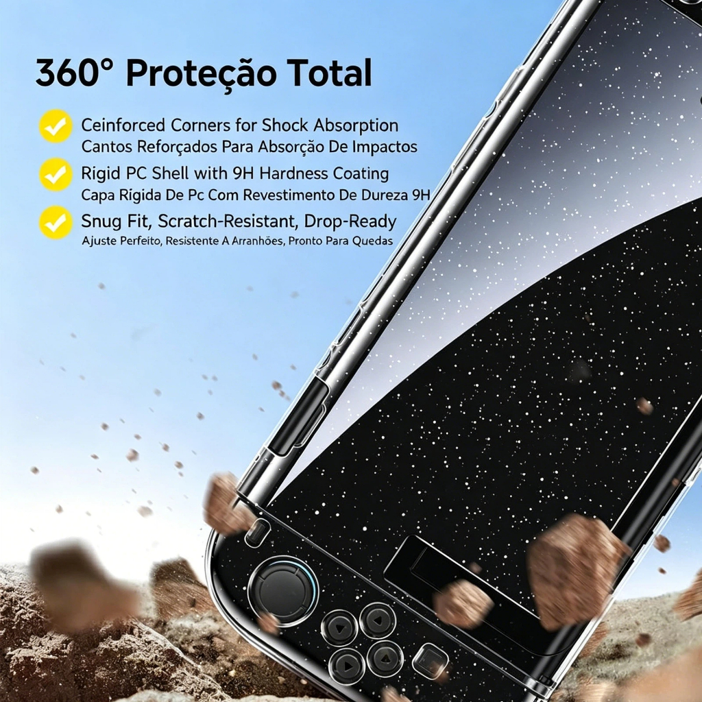 Capa Rígida Transparente Para Nintendo Switch 2, Case Anti-Risco E Alta Transparência - Proteção Total