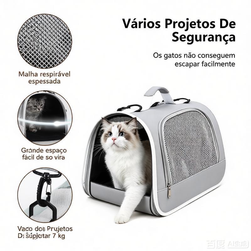 Transportadora segura e respirável para animais de estimação, uma cabine de viagem confortável exclusiva para gatos.
