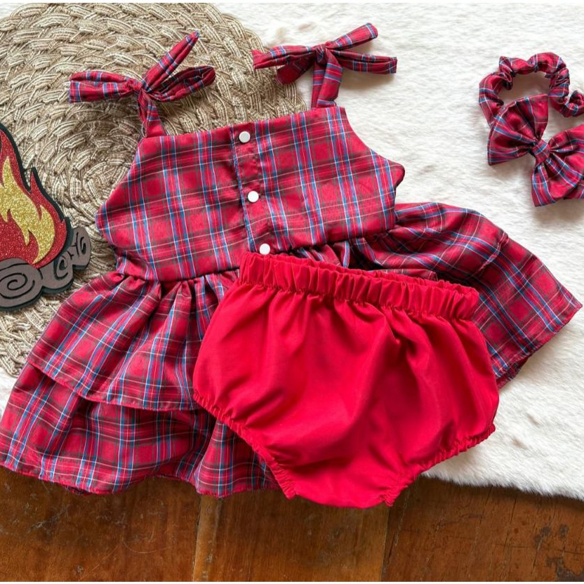 0 a 4 anos - Roupa Junina Infantil Camisa xadrez Festa Junina | Roupa de São João | Quadrilha