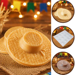 1~10 Forma Simples 9565-Chapéu De Palha em Acetato BWB Para Bombom, Arraiá Festa Junina e Fazenda (CHOCO) (H9)