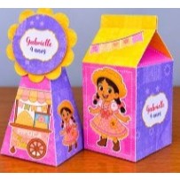 Caixinhas personalizadas para lembrancinha festa junina - caixa milk - caixa piramede para menina festa junina