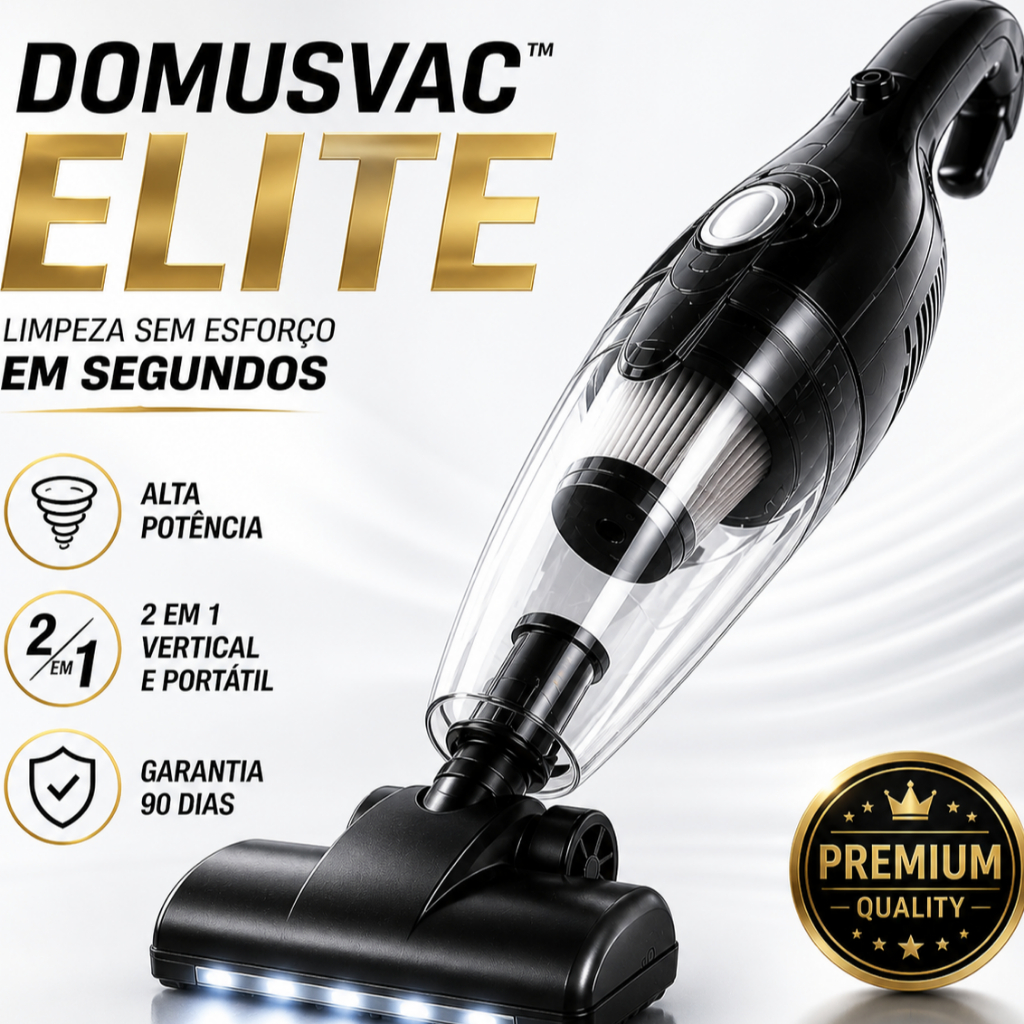 Aspirador de Pó Portátil Vertical 2 em 1 DomusVac Elite™ com Fio 220V Alta Potência Limpeza Rápida Casa Carro Compacto e