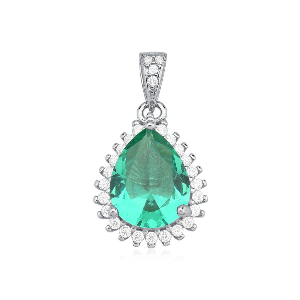 Pingente de Prata 925 Gota Cravejada com Moissanites