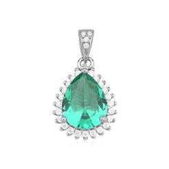 Pingente de Prata 925 Gota Cravejada com Moissanites