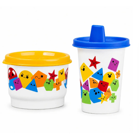 Kit Tupperware Copinho com Bico 200ml + Potinho 140ml Encaixe Geométrico 2 peças