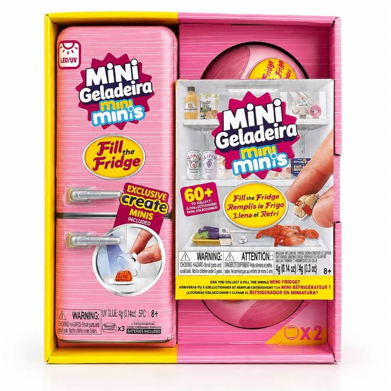 Geladeira Mini Brands Fill The Fridge + 2 Bolas Surpresa Com Miniaturas Realistas