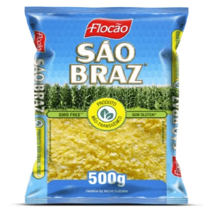 flocao  de milho sao braz livre de tragenico 500g kit com 5 unidades