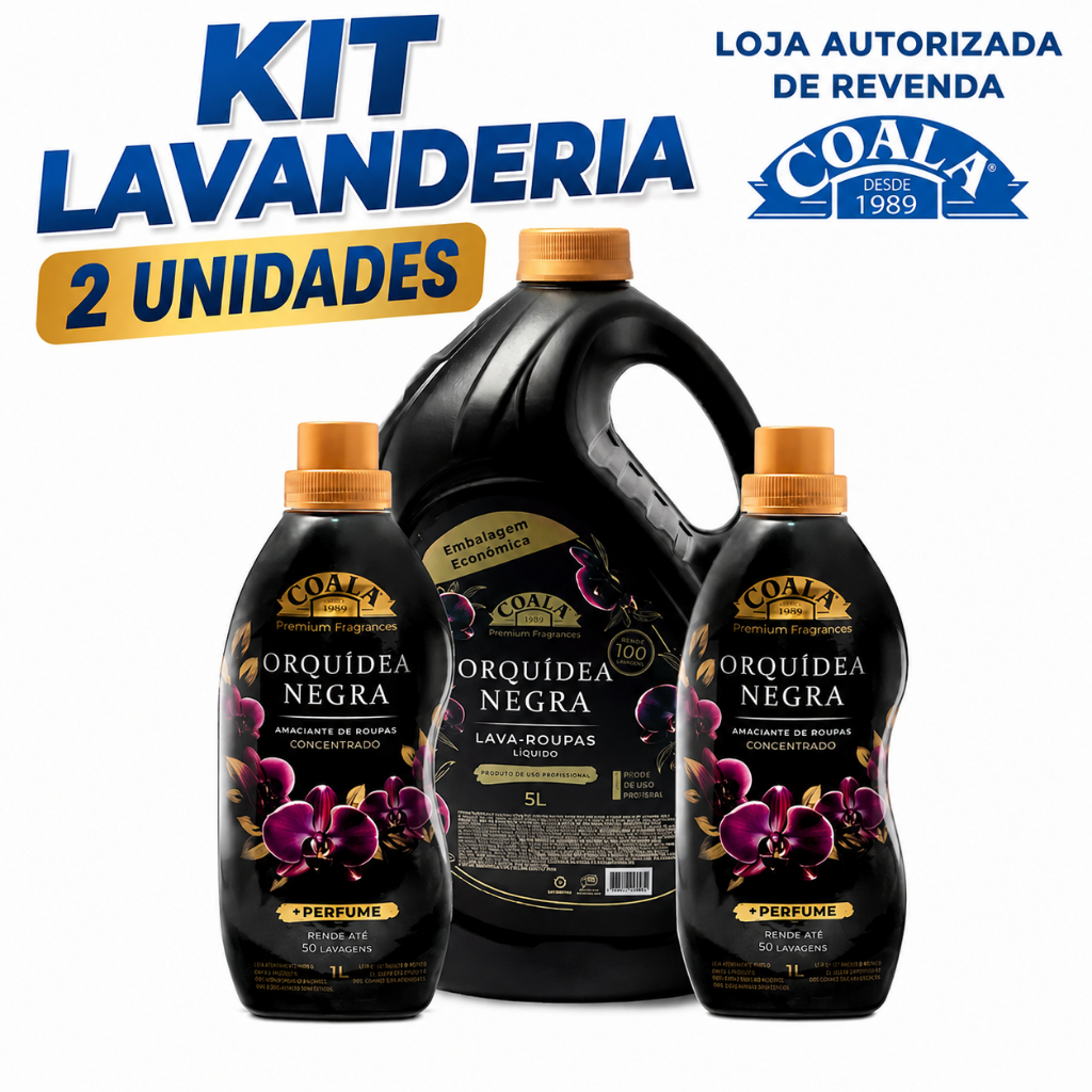 Kit Coala Laundry Lava Roupas 5L + Amaciante 1L - Orquídea Negra