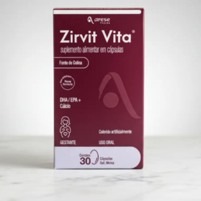 Zirvit Vita 30 Cápsulas Arese Omega 3 Colina Cálcio Suplemento Alimentar Vitamina