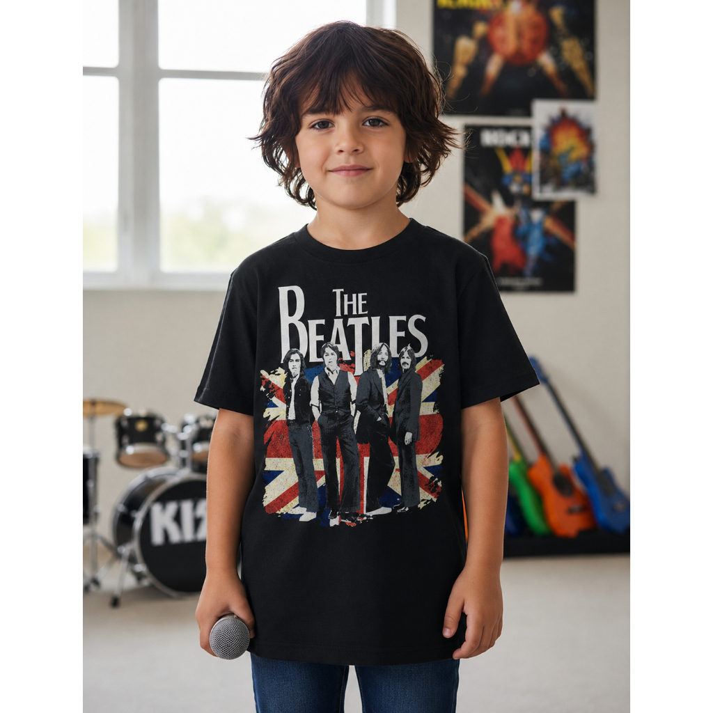 Camiseta Infantil Infanto Juvenil Banda The Beatles Rock & Roll Musica Grife Casual Estampado