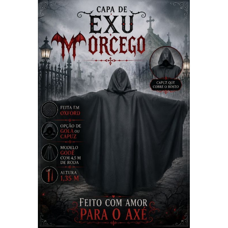 capa de Exu morcego João marabô tata pombo gira mago bruxa