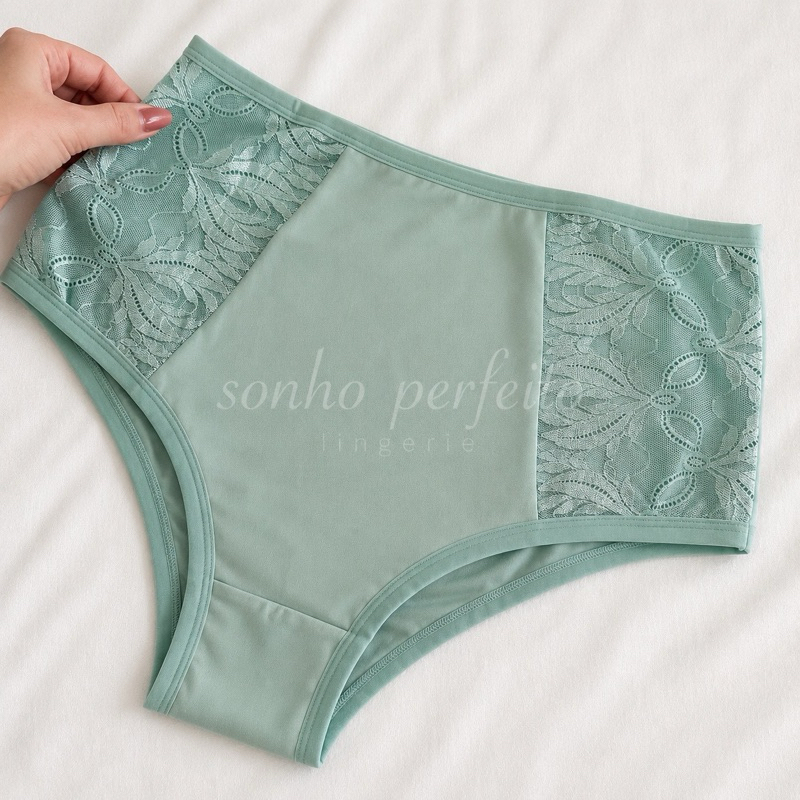 Kit Calcinha Plus Size Cintura Alta Cós Alto Tangão Senhora Pós Parto Gestante C/ Renda